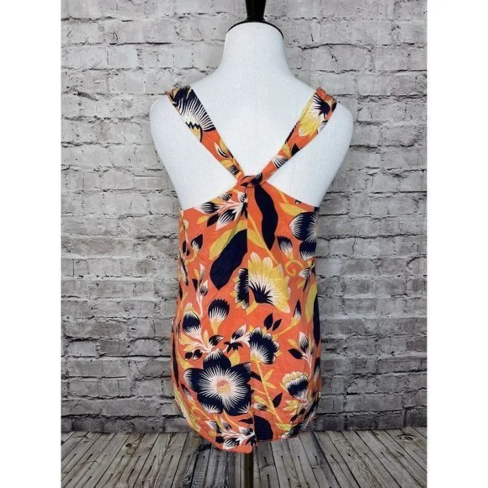 J Crew A7488‎ Hibiscus Floral Twist Back Top